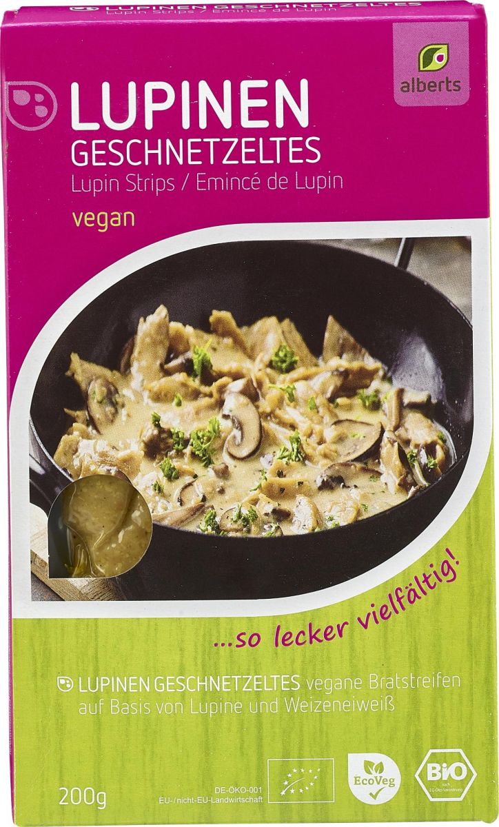 Lupinen Geschnetzeltes, vegan