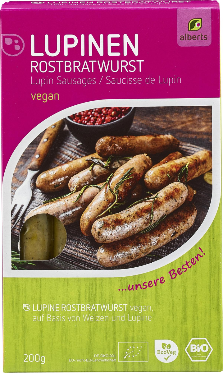 Lupinen Rostbratwürstchen, vegan