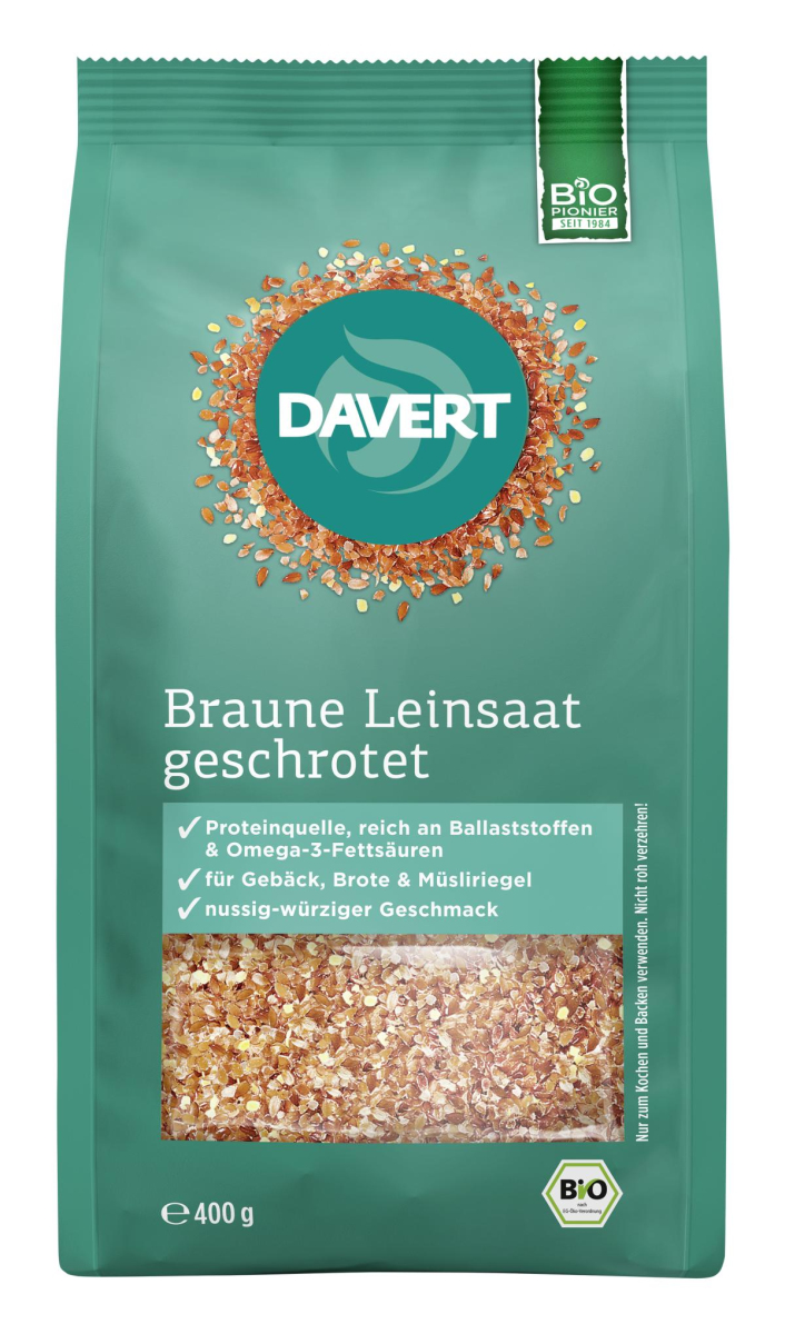 Braune Leinsaat geschrotet