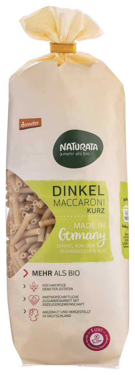 Maccaroni kurz, Dinkel hell, demeter