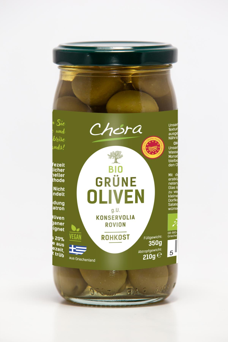 Grüne Oliven mit Stein Rohkost