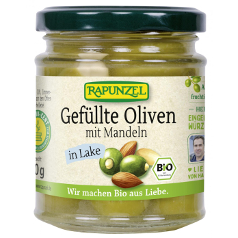 Oliven grün, gefüllt mit Mandeln in Lake